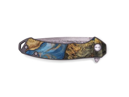 EDC Wood Pocket Knife - Dustin (Teal & Gold, 729224) Sale