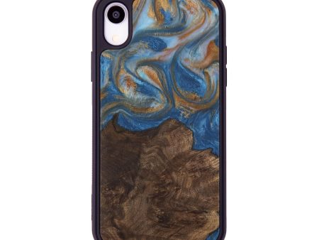 iPhone Xr Wood Phone Case - Kathye (Teal & Gold, 729227) Hot on Sale