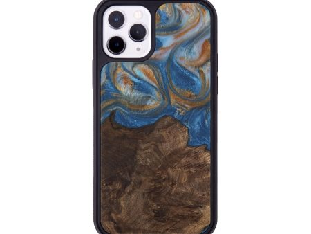 iPhone 11 Pro Wood Phone Case - Kathye (Teal & Gold, 729227) on Sale