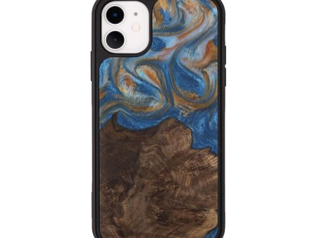 iPhone 11 Wood Phone Case - Kathye (Teal & Gold, 729227) Online Hot Sale