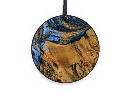 Circle Wood Wireless Charger - Sami (Teal & Gold, 730224) Hot on Sale