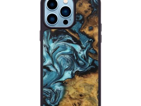 iPhone 14 Pro Max Wood Phone Case - Cherye (Blue, 727939) Discount