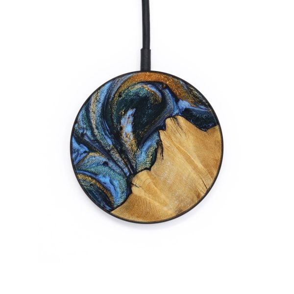 Circle Wood Wireless Charger - Molli (Teal & Gold, 730258) For Cheap