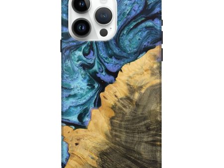 iPhone 15 Pro Max Wood Live Edge Phone Case - Caren (Blue, 731217) Fashion