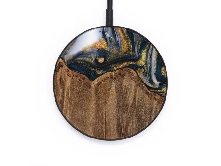 Circle Wood Wireless Charger - Marlo (Teal & Gold, 729540) For Cheap