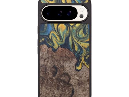 Pixel 9 Wood Phone Case - Lavonne (Teal & Gold, 727149) Online Sale