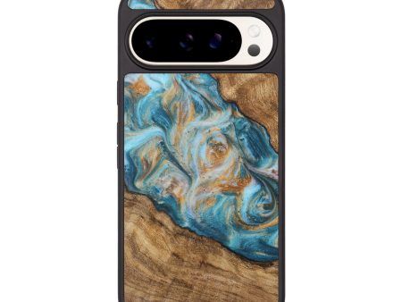 Pixel 9 Wood Phone Case - Berthe (Teal & Gold, 727984) Fashion