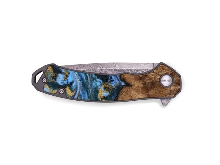 EDC Wood Pocket Knife - Charene (Teal & Gold, 730329) Supply