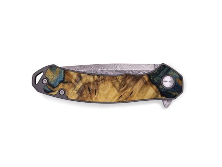 EDC Wood Pocket Knife - Rebeka (Teal & Gold, 728412) Discount