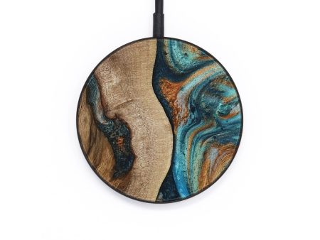 Circle Wood Wireless Charger - Levy (Teal & Gold, 729758) Online Sale