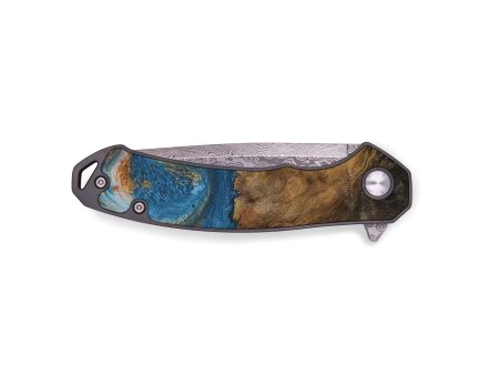 EDC Wood Pocket Knife - Dreddy (Teal & Gold, 730413) Sale