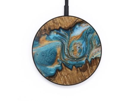 Circle Wood Wireless Charger - Eithel (Teal & Gold, 728032) Supply