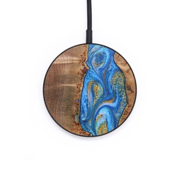 Circle Wood Wireless Charger - Mathew (Teal & Gold, 726600) Sale