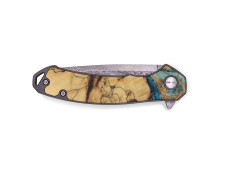 EDC Wood Pocket Knife - Javonte (Teal & Gold, 728573) Hot on Sale