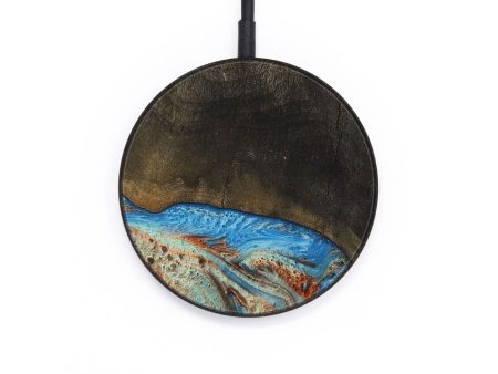 Circle Wood Wireless Charger - Thresa (Teal & Gold, 730694) on Sale