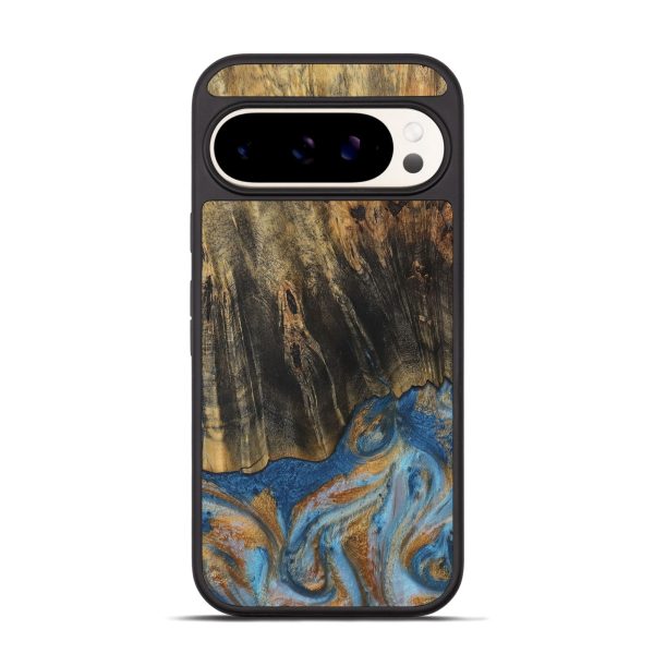 Pixel 9 Wood Phone Case - Herma (Teal & Gold, 729234) Online Sale