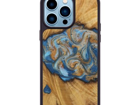 iPhone 14 Pro Max Wood Phone Case - Eleni (Teal & Gold, 729294) Online