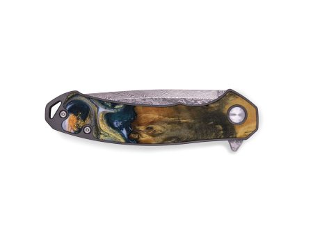 EDC Wood Pocket Knife - Juline (Teal & Gold, 729583) Sale