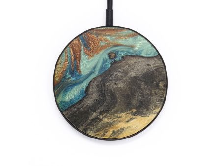 Circle Wood Wireless Charger - Grady (Teal & Gold, 727300) Online Sale