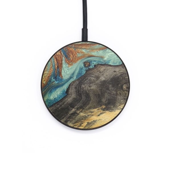 Circle Wood Wireless Charger - Grady (Teal & Gold, 727300) Online Sale