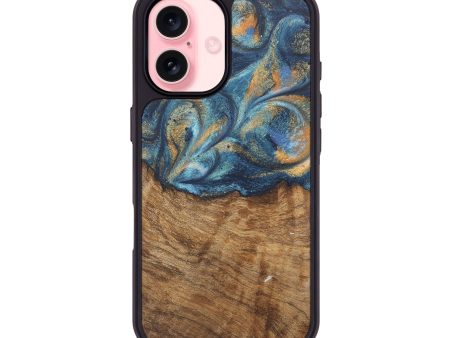 iPhone 16 Wood Phone Case - Blondell (Teal & Gold, 727093) Hot on Sale