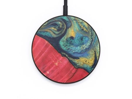 Circle Wood Wireless Charger - Thea (Teal & Gold, 727293) For Sale