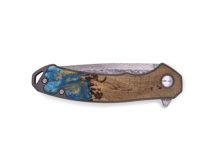 EDC Wood Pocket Knife - Makhi (Teal & Gold, 729318) Discount