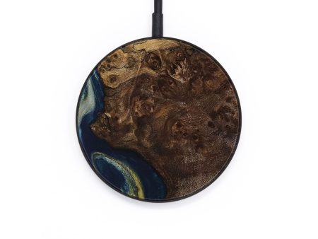 Circle Wood Wireless Charger - Kamal (Teal & Gold, 729283) on Sale