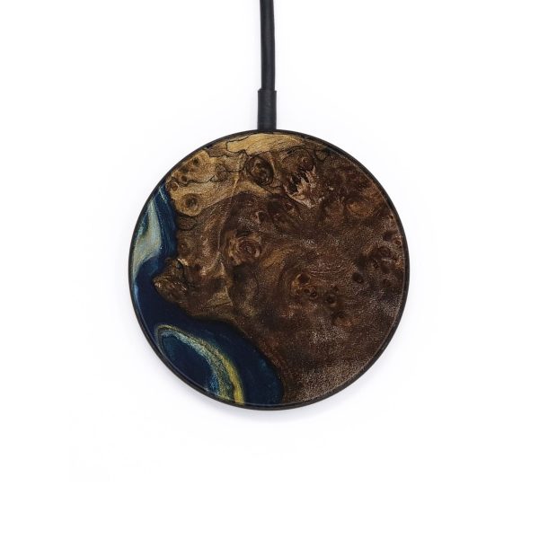 Circle Wood Wireless Charger - Kamal (Teal & Gold, 729283) on Sale