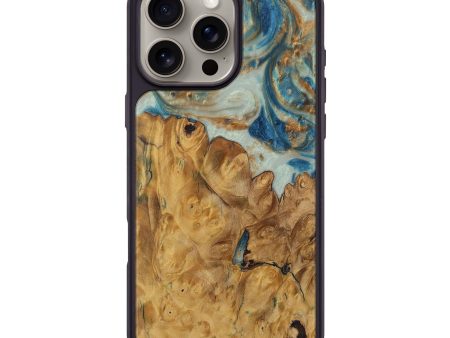 iPhone 16 Pro Max Wood Phone Case - Joannah (Teal & Gold, 729950) Online now