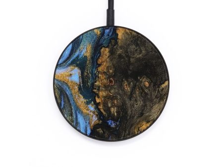 Circle Wood Wireless Charger - Gerti (Teal & Gold, 730140) For Discount