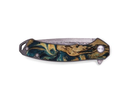 EDC Wood Pocket Knife - Creed (Teal & Gold, 727968) Online Sale