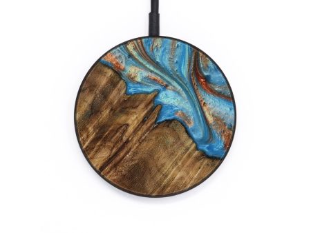 Circle Wood Wireless Charger - Ibrahim (Teal & Gold, 730898) Supply