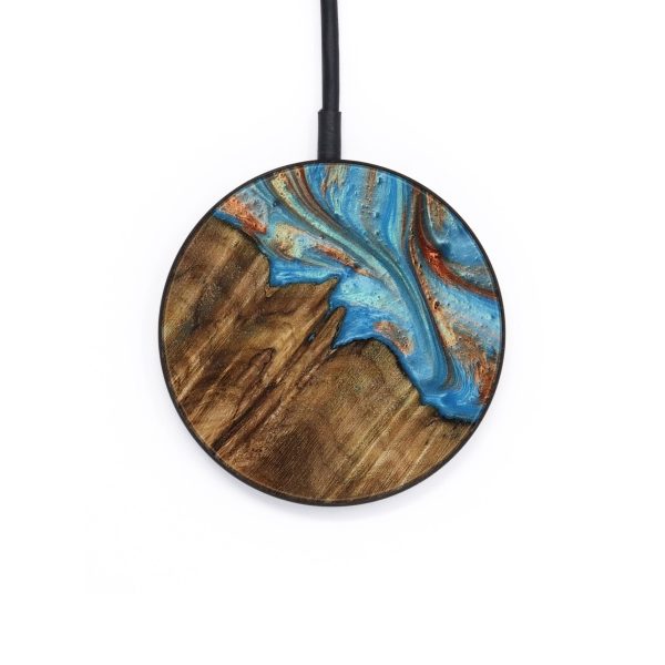 Circle Wood Wireless Charger - Ibrahim (Teal & Gold, 730898) Supply