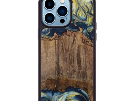 iPhone 14 Pro Max Wood Phone Case - Takis (Teal & Gold, 729297) Supply