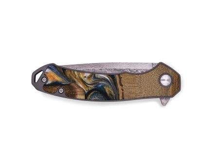 EDC Wood Pocket Knife - Dovie (Teal & Gold, 729663) Online Hot Sale