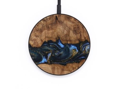 Circle Wood Wireless Charger - Caitlin (Teal & Gold, 730194) Cheap