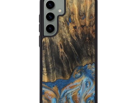 Galaxy S24 Plus Wood Phone Case - Herma (Teal & Gold, 729234) For Sale