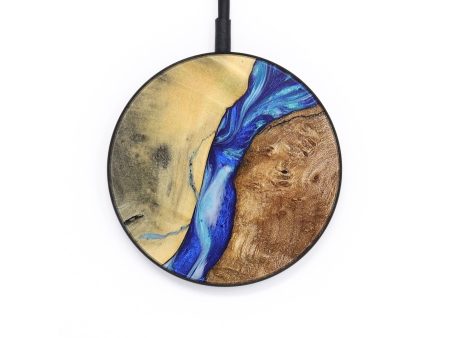 Circle Wood Wireless Charger - Asher (Blue, 726561) on Sale