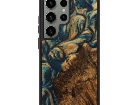 Galaxy S24 Ultra Wood Phone Case - Chi (Teal & Gold, 727981) For Sale