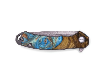 EDC Wood Pocket Knife - Ricca (Teal & Gold, 730695) Online Sale