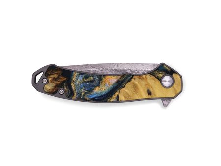 EDC Wood Pocket Knife - Flying (Teal & Gold, 731319) Online Sale