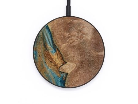 Circle Wood Wireless Charger - Erby (Teal & Gold, 730675) For Discount