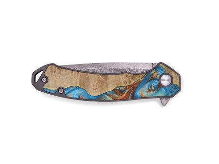 EDC Wood Pocket Knife - Tsing (Teal & Gold, 730904) Online