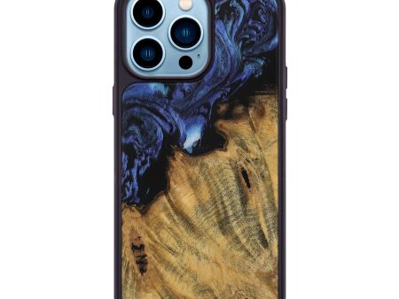 iPhone 14 Pro Max Wood Phone Case - Sindee (Blue, 729057) on Sale