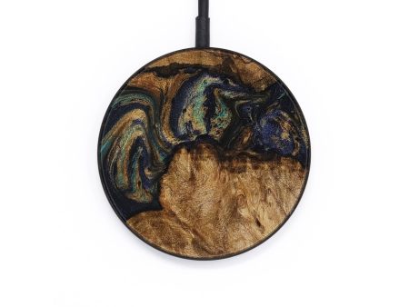 Circle Wood Wireless Charger - Carly (Teal & Gold, 731160) Fashion