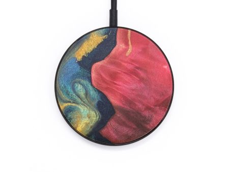 Circle Wood Wireless Charger - Shelia (Teal & Gold, 727292) Discount