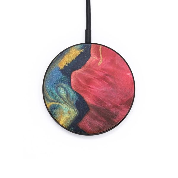 Circle Wood Wireless Charger - Shelia (Teal & Gold, 727292) Discount