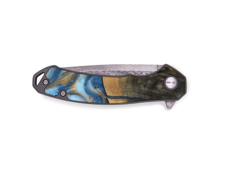 EDC Wood Pocket Knife - Mora (Teal & Gold, 729320) Cheap